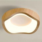 Wottes plafonnier led style moderne - 12w blanc chaude ip54 imperm�able bois lampe de plafond pour salle ...
