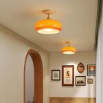 Wottes plafonnier led en verre rond design e27 plafonnier cratif nordique en bois lustre salon contemporain ...