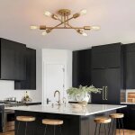 Wottes plafonnier moderne 6 t�tes - e27 r�tro luminaire lustre industriel - en m�tal bronze - pour salon ...