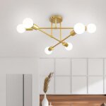Wottes plafonnier moderne 6 t�tes - e27 r�tro luminaire lustre industriel - en m�tal dor� - pour salon ...