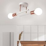 Wottes plafonnier rétro industrielle luminaire 2 têtes e27 applique murale scandinave - blanc et or rose ... Wottes plafonnier rétro industrielle luminaire 2 têtes e27 applique murale scandinave - blanc et or rose ...