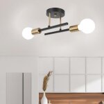 Wottes plafonnier rétro industrielle luminaire 2 têtes e27 applique murale scandinave - noir et cuivre ... Wottes plafonnier rétro industrielle luminaire 2 têtes e27 applique murale scandinave - noir et cuivre ...