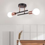 Wottes plafonnier rétro industrielle luminaire 2 têtes e27 applique murale scandinave - noir et or rose ... Wottes plafonnier rétro industrielle luminaire 2 têtes e27 applique murale scandinave - noir et or rose ...