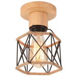 Wottes rtro plafonnier industrielle en bois - cage en mtal et corde de chanvre - pour salon cuisine ...
