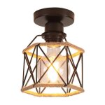 Wottes rtro plafonnier industrielle - cage en mtal et corde de chanvre - lampe de plafond pour cuisine ...