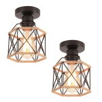 Wottes rétro plafonnier industrielle - cage en métal et corde de chanvre - lampe de plafond pour cuisine ... Wottes rétro plafonnier industrielle - cage en métal et corde de chanvre - lampe de plafond pour cuisine ...