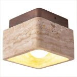 Wottes r�tro plafonnier led en pierre carr� e27 plafonnier cr�atif en bois noyer design lampe de plafond ...