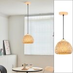 Wottes suspension en bambou tissage lustre style boh�me �20cm abat - jour en bambou vintage luminaire ...