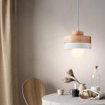 Wottes suspension en bois et m�tal - blanc 1pcs - �18 * 10cm - e27 - design r�tro rond - �clairage int�rieur ...