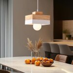 Wottes suspension en bois et m�tal - blanc 1pcs - �18 * 18cm - e27 - design r�tro carr� - �clairage int�rieur ...