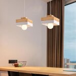 Wottes suspension en bois et m�tal - blanc 2pcs - �18 * 18cm - e27 - design r�tro carr� - �clairage int�rieur ...