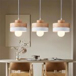 Wottes suspension en bois et m�tal - blanc 3pcs - �18 * 10cm - e27 - design r�tro rond - �clairage int�rieur ...