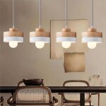 Wottes suspension en bois et m�tal - blanc 4pcs - �18 * 10cm - e27 - design r�tro rond - �clairage int�rieur ...