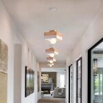 Wottes suspension en bois et m�tal - blanc 4pcs - �18 * 18cm - e27 - design r�tro carr� - �clairage int�rieur ...