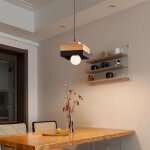 Wottes suspension en bois et m�tal - noir 1pcs - �18 * 18cm - e27 - design r�tro carr� - �clairage int�rieur ...