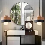 Wottes suspension en bois et m�tal - noir 2pcs - �18 * 10cm - e27 - design r�tro rond - �clairage int�rieur ...