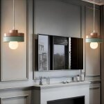 Wottes suspension en bois et m�tal - vert 2pcs - �18 * 10cm - e27 - design r�tro rond - �clairage int�rieur ...