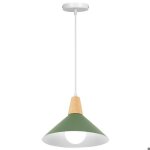 Wottes suspension en bois et m�tal - vert fonc� 1pcs �25cm - e27 - design r�tro chapeau - �clairage int�rieur ...