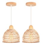 Wottes suspension luminaire moderne cr�atif lustre en bois et bambou de design � spirale vintage lampe ...