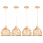 Wottes suspension luminaire moderne cr�atif lustre en bois et bambou de design � spirale vintage lampe ...