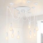 Wottes suspension luminaire vintage industrielle lampe araign�e blanc 8 bras r�tro edison diy r�glable ...