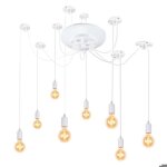 Wottes suspension luminaire vintage industrielle lampe araign�e blanc 8 bras r�tro edison diy r�glable ...