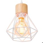 Wottes suspension luminaire vintage industrielle lustre en fer et bois rtro cage design blanc e27 3pcs ...