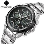 Wwoor luxe montre homme sport chronographe quartz double affichage montre - bracelet bracelet acier �tanche ...