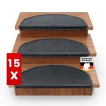 15 pcs tapis descalier london anthracite 235 x 65 cm demi - circulaire
