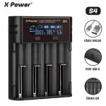 X power chargeur accu rapide 18650 21700 chargeur 4 slot avec �cran lcd et cable usb - c grande compatibilit� ...