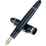 X159 stylo - plume � pointe finebleu fonc� avec clip dor� en acrylique de grande taille