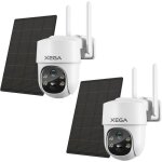 Xega camera surveillance wifi exterieure solaire ptz hd lot de 2 batterie 6000mah dtection mouvement ...