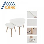 Xjing 2 tables basses petit espace minimalisme blanc table basse avec pieds en bois (55 * 55 * 4540 * ...