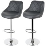Xjing - 2 tabourets de bar - 360� chaise haute de cuisine pivotante avec dossier - gain de place - gris ...