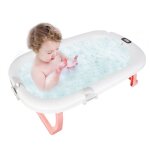 Xjing - baignoire pour bb pliable avec tapis de bain et thermomtre intgr pour la conomie despace ...