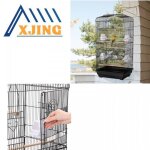 Xjing cage  oiseaux en mtal noir 3 perchoirs 50 * 45 * 17cm 4 mangeoires construction robuste