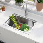 Xjing - vier de cuisine rectangulaire sous plan - acier inoxydable galvanis - avec gouttage - 50 * ...