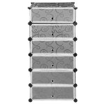 Xjing - meuble � chaussures en plastique � 6 �tag�res - noir - 45 x 36 x 105 cm