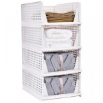 Xjing - organisateur de placard - lot de 4 grandes botes de rangement pliantes - tiroir empilable 33. ...