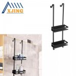 Xjing panier de douche mural noir - acier inoxydable - etagre de salle de bain suspendue avec 2 crochets ...