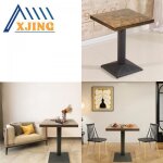 Xjing table basse carrée en bois - 60 * 60 * 75cm - pieds en fer - table de salle à manger bistro - style ... Xjing table basse carrée en bois - 60 * 60 * 75cm - pieds en fer - table de salle à manger bistro - style ...