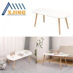 Xjing table basse ovale table basse pour petit espace pieds en bois massif style scandinave 110 * 50 ...