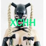 Cagoule en latex - xl - femme - perruques personnalises - masque dhrone ftiche - noir