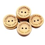Xm4154 - 100 boutons en bois de 15�mm � deux trous boutons en bois fabriqu�s avec amour boutons pour ...