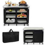 Xmtech cuisine d?ext�rieur cuisine de camping pliante meuble camping de rangement avec 5 armoire de rangement ...