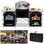 Xmtech cuisine d?ext�rieur cuisine de camping pliante meuble camping de rangement avec 6 armoire de rangement ...