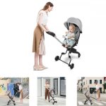 Xuanyu poussette canne compacte - position allonge poussette compacte inclinable dune main grand panier ...
