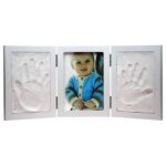 Xx small 33 - 1e - 021 cadre - photo et moulage empreintes bb pieds mains triptyque blanc bois 1 photo ...