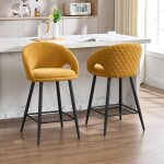 Ya - home tabouret de bar lot de 2 chaise de bar en chenille tabouret de comptoir avec repose - pieds ...