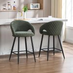 Ya - home tabouret de bar lot de 2 chaise de bar en chenille tabouret de comptoir avec repose - pieds ...
